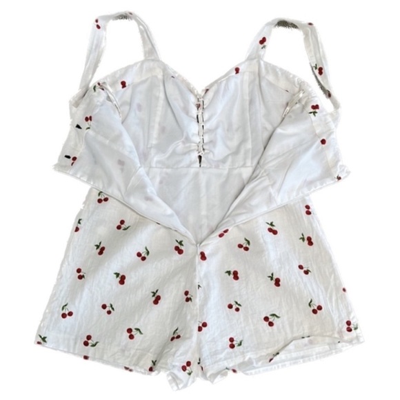 Cherry Print Romper Red White Size Small - Picture 3 of 3